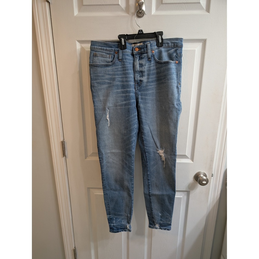 Madewell 9 High Rise Skinny Jeans Distressed Medium Wash 34Wx38L - Picture 2 of 7